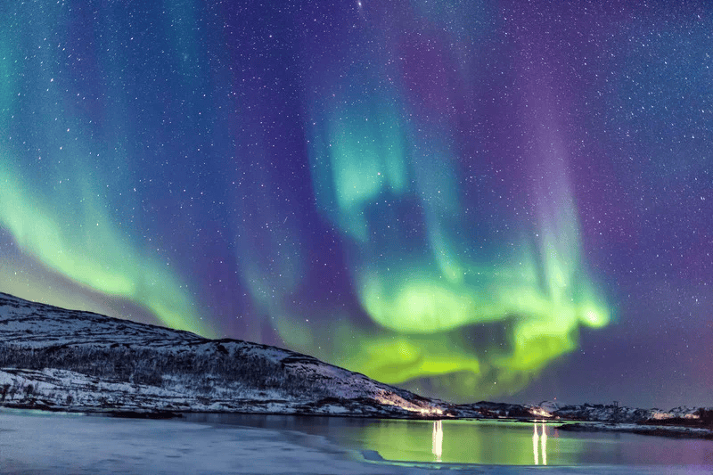 Northern lights glowing above Norway on a featured Holland America cruise